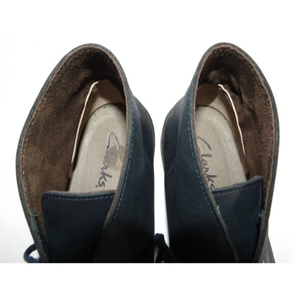 CLARKS very dark blue leather Chukka boots lace up men's size 9M - Picture 3 of 9